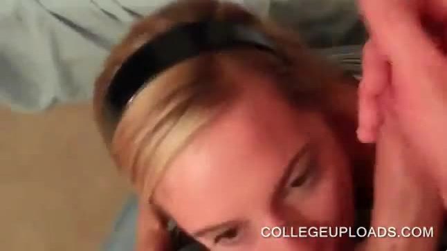 Gorgeous blonde fellating large dick in pov