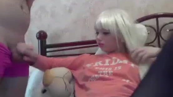 Big tits blonde teen blowjob on webcam