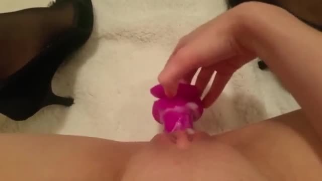 Introducing toys to her tight wet hole