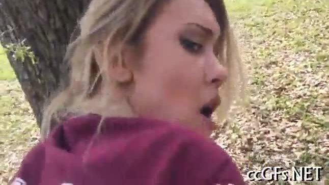 Sexy teen babe acquires tempted by a group of guys
